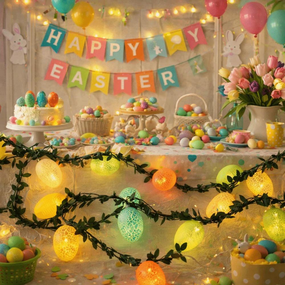 Luminous Easter Egg Wreath 2M Easter Twig Garland Spring Celebration