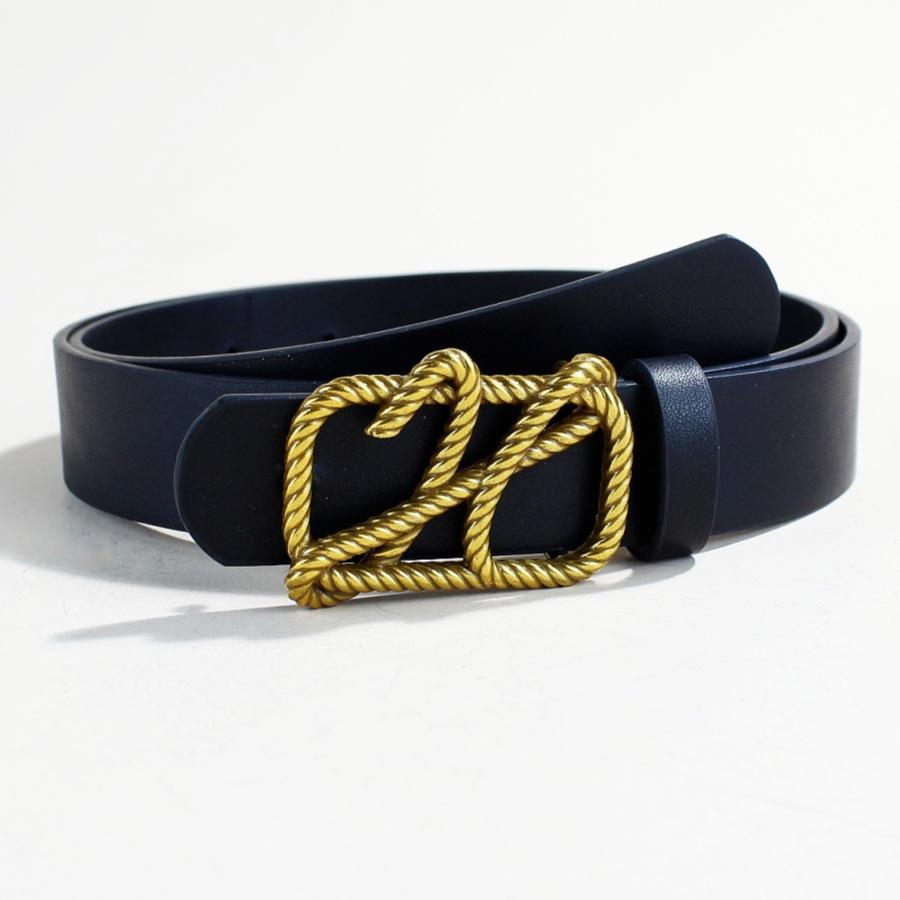 

Women S Belt Retro Belt Women S Premium Sense Pu Women S Belt Letter Ancient Gold Button Head 105Cm long