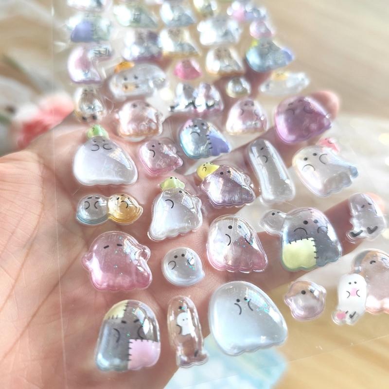 Cartoon Embossed Animal Sticker Waterproof PVC Resin Sticker for Notebook Card Making Phone Cover Kids Room Wall Art