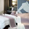 Nordic Cotton Linen Bed Runner Luxury Printing Embroidery Bed Flag Throw for Hotel Home Wedding Bedding Decor Bed Tail Towel