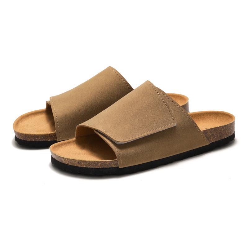 Ruizu Herren-Kork-Hausschuhe: Trendige Strand-Flip-Flops aus mattiertem Leder für Studenten