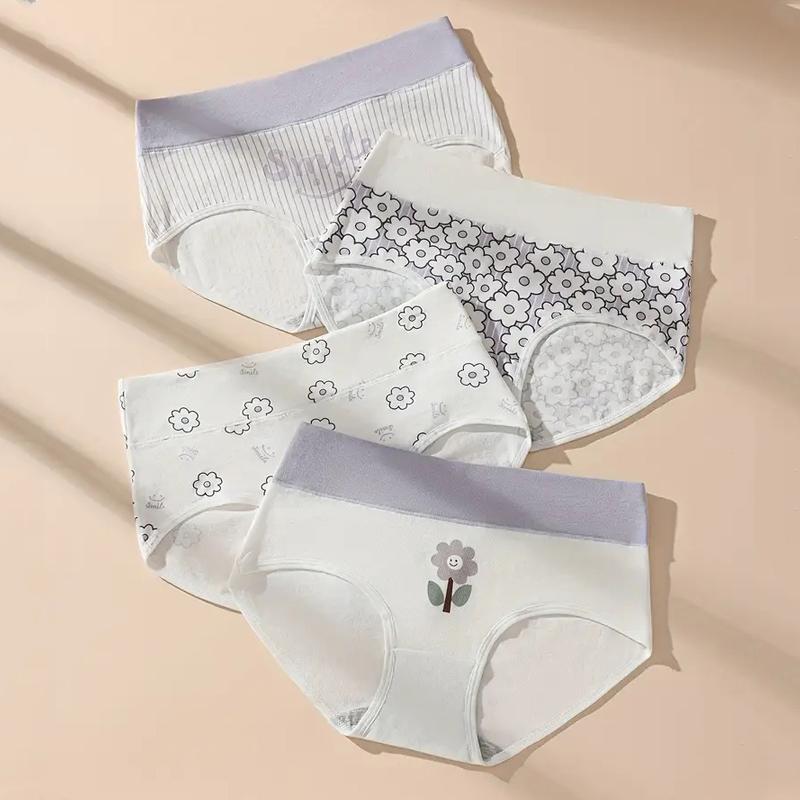 4Pcs Cotton Panties Women High Waist Slimming Underwear Cute Print Young Girls Briefs Plus Size M-4XL Soft Female Lingerie