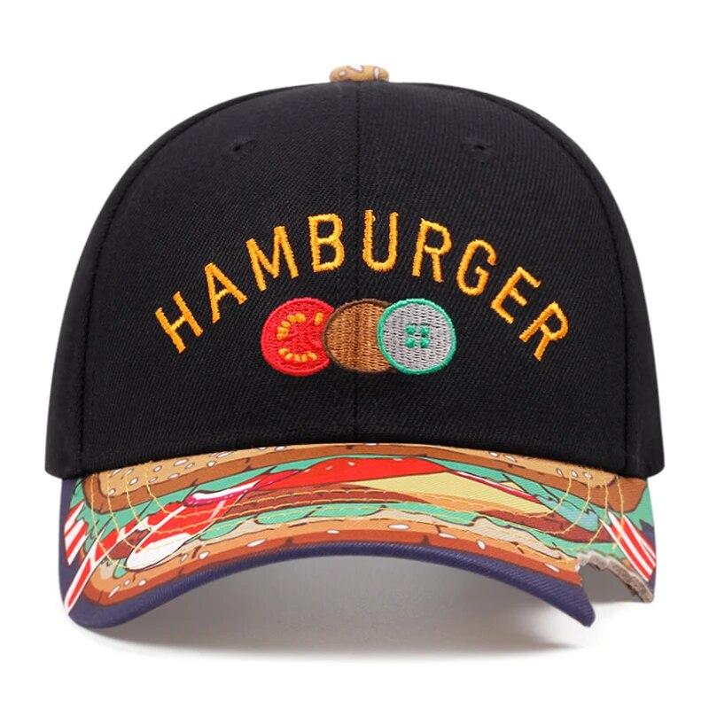 New Fashion Hamburger Embroidered Hip Hop Snapback Cap Trend Unisex Sun Men Woman Baseball Hat Adjustable