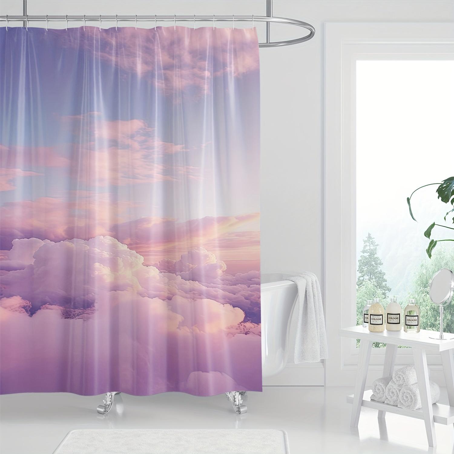 

Polyester Shower Curtain - Modern Digital Print,Serene Pink Purple Blue Sky with Clouds,Machine Washable,Tranquil Bathroom Decor W90xH180cm