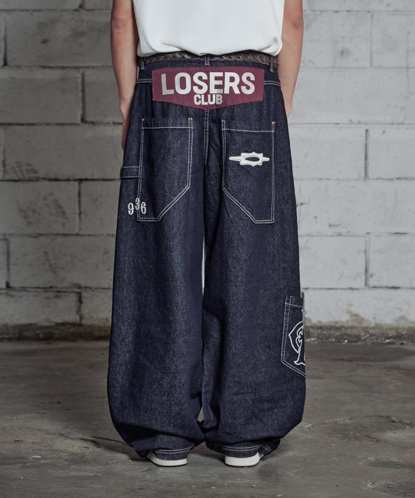 Lujeoseukeulleob Weite Bootcut Jeans Indigoblau