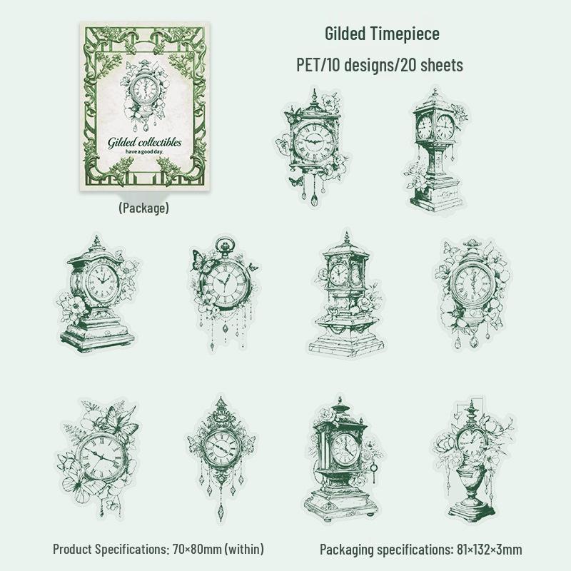 Beautiful Day Retro Line Art PET Stickers: Gilded Collector s Series for Journals & DIY Collage.