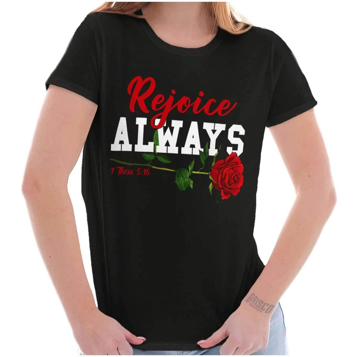 Cool Urban Streetwear Rejoice Always Rose Graphic T Shirts for Women T-Shirts XXXL