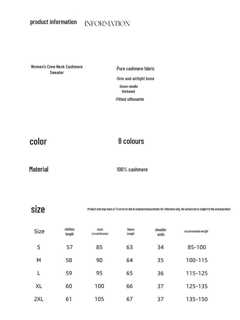 Women's 100% Cashmere Round Neck Pullover Sweater