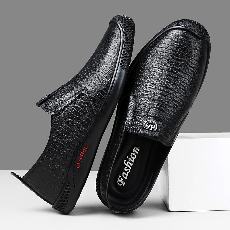 Echtes Leder Herren Slipper Neu Bequeme Herren Fahr-Flats Luxusmarke Herren Freizeitschuhe Krokodilmuster Herren Mokassins