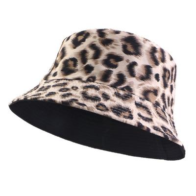 Unisex Design Leopard Patterned Basin Hat Bucket Style Double-Sided Fisherman Hat Foldable Bucket Hat Outdoor Travel
