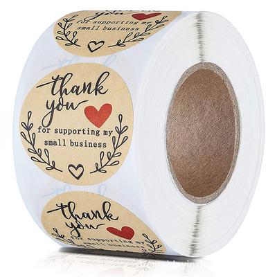 500Pcs Thank You Sticker Heart Handmade Round Kraft Paper Seal Label Sticker