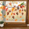 Creative Soft Decoration Gifts Autumn Maple Leaf Pinecone Scarecrow Pumpkin Static Window Clings, Waterproof PVC Indoor Outdoor Glass Decor