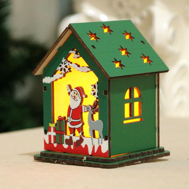 Christmas Gift Decorations Christmas Wood House Children's Handmade DIY Christmas Tree Decoration Cabin