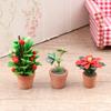 1:12 Dollhouse Miniature Potted Plants Tulip Flower Pot Fortune Fruit Bonsai Model Garden Home Decor Toy Doll House Accessories