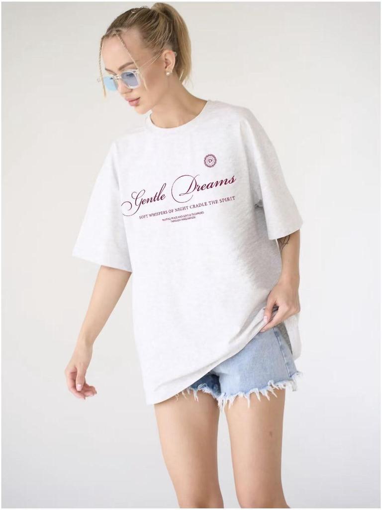 Women's Trendy Oversized 100% Cotton Short Sleeve Top