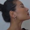 Metal Ball Earrings European and American Front and Back Studs Earrings Ladies Girls Travel Wedding Accessory