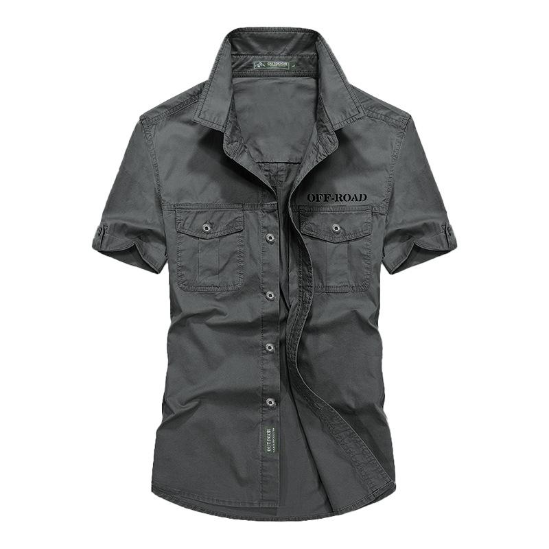 Summer Men's Short-sleeved Shirt Washed Loose Big Yards Outdoor Work Shirt Tide Comfortable and Durable Men's Tops Fashionable Trend