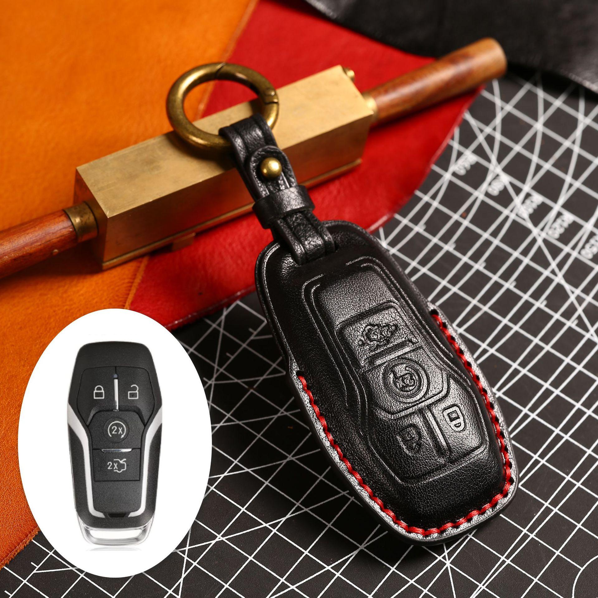 

Car key bag is suitable for Ford key cover, Fox Mondeo, Escape, Edge, Edge, and Taurus leather buckle.