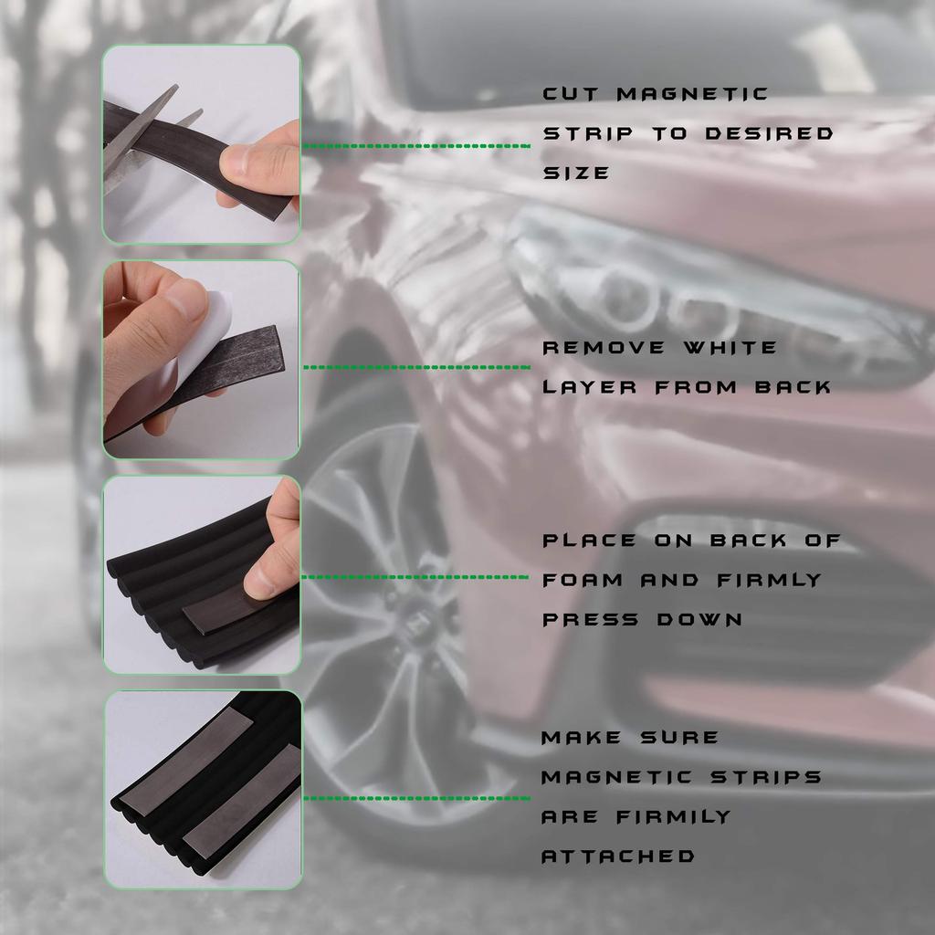 Excellent Global DIY Car Door Dent Removable Magnetic Car Door Guard 2 Black Protector, Strip, Meters, (M-AT007)