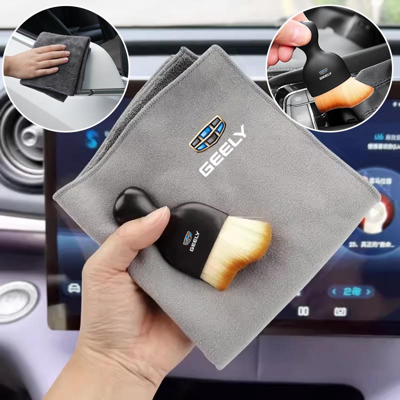 Suede Microfiber Car Wash Towel Clean Rag For Geely Geometry C Coolray GX3 Panda Emgrand X6 X7 EC7 Interior Cleaning Brush Tools