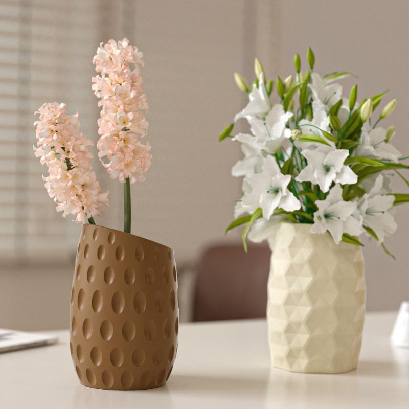Hexagonal Faceted Ellipse Dot Vase Silicone Mould For Resin Concrete Craft Projects And Home Decoration