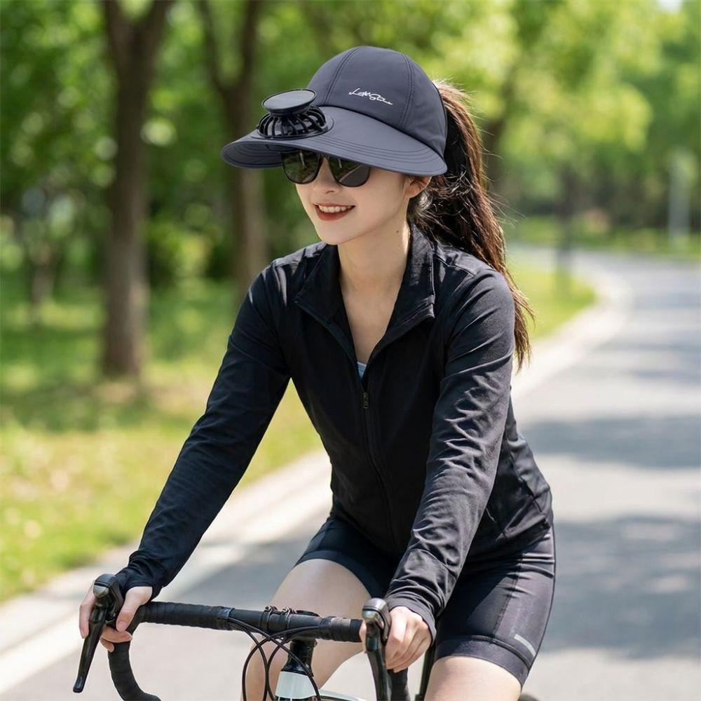 Solid Color Solar Fan Hat Breathable Sunshade Hat for 3.7V600mAh Sport