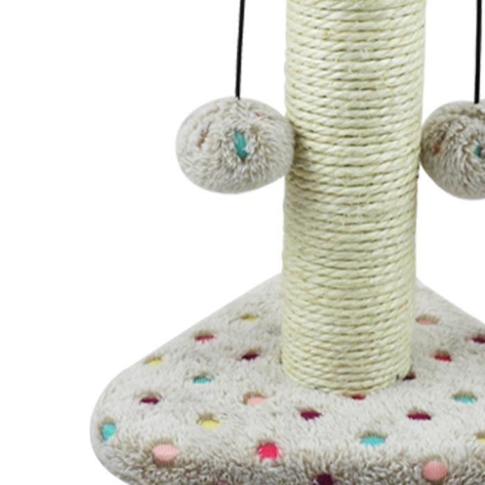 Nobleza - Poteau griffoir pour chat en sisal et peluche. Avec 2 balles, hauteur 28cm.