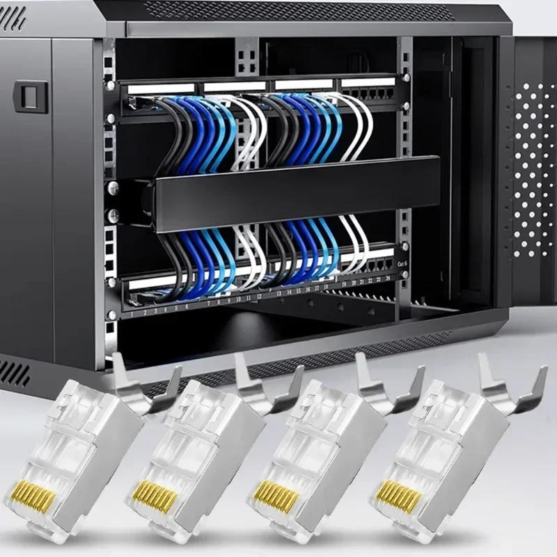1/10/30Pcs Pass Through RJ45 Cat7/Cat6/Cat5 Shielded Connectors Crystal End Gold-Plated 8P8C Crimp UTP Ethernet Modular Plug