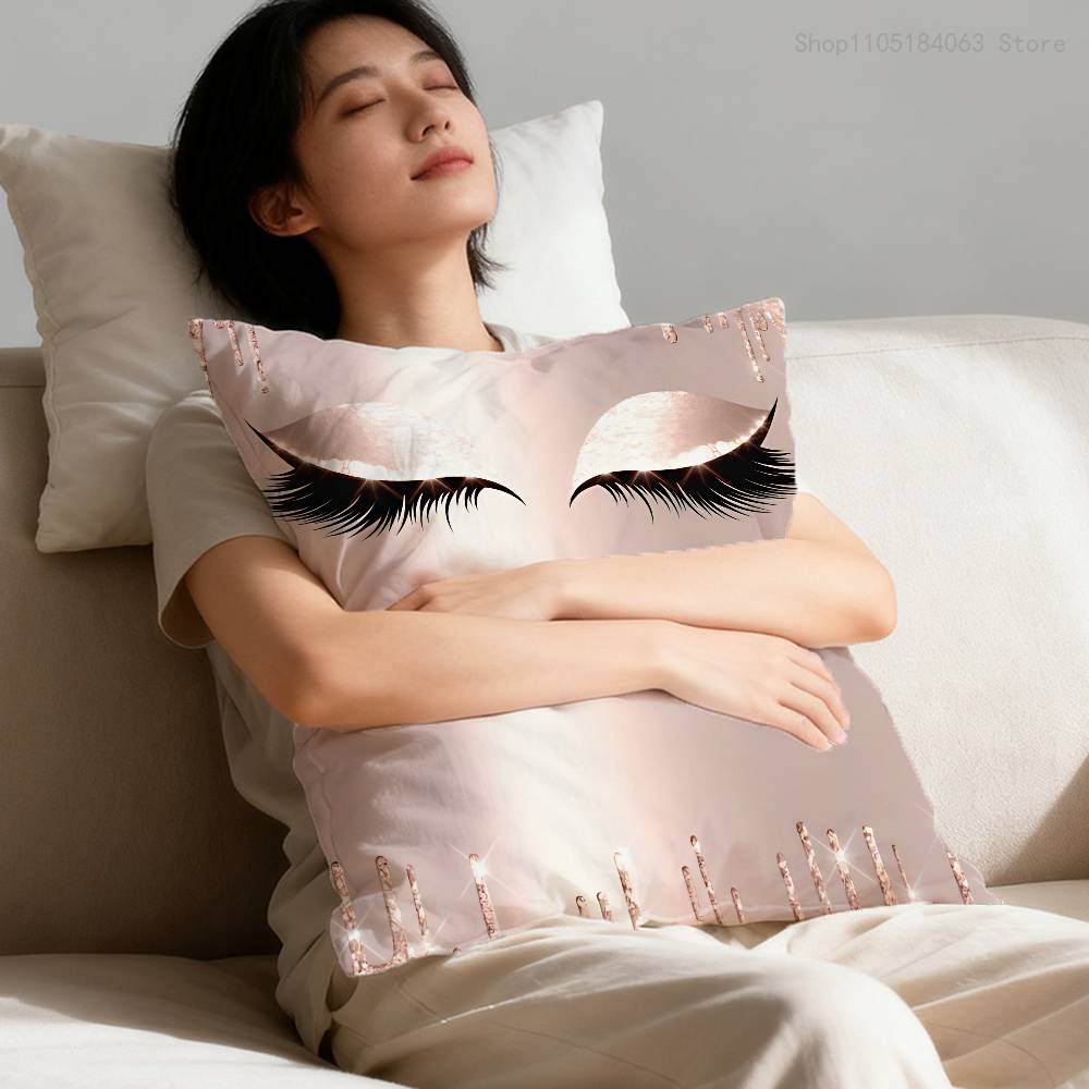 Beauty Makeup Eyelash Throw Pillow Case For 45x45cm 40x40cm 30x30cm 50x50cm 55x55cm Square Home Pillowcase Case