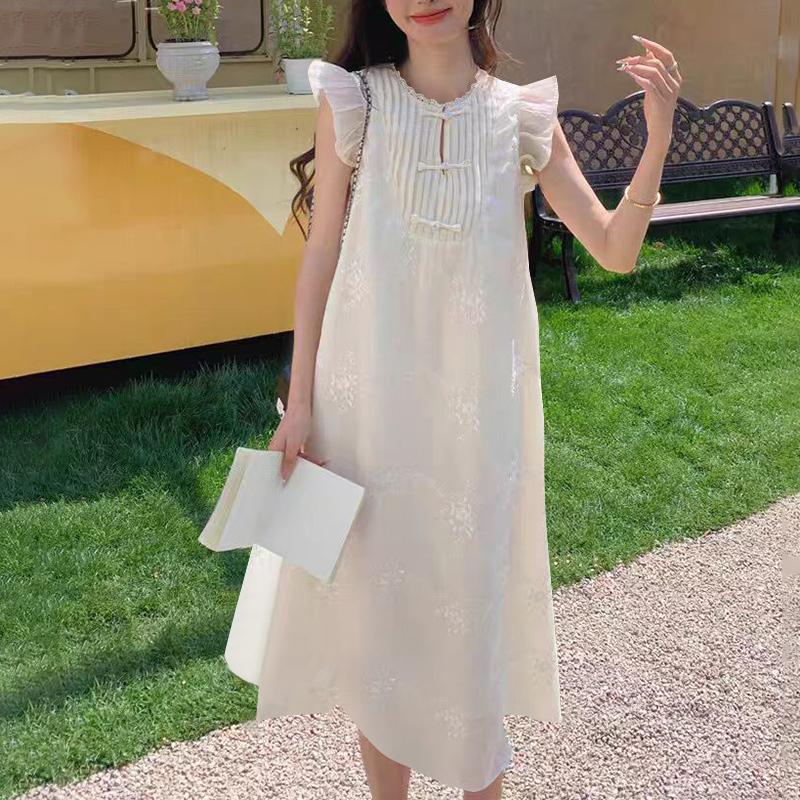 

ZANZEA Women Casual Round Neck Cap Sleeve Summer Lace Crochet Dress