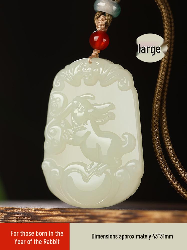 Natural Xinjiang Hetian White Jade Zodiac Animals Unisex Pendant