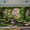 2D Serene Japanese Zen Garden Waterfall Photography Background