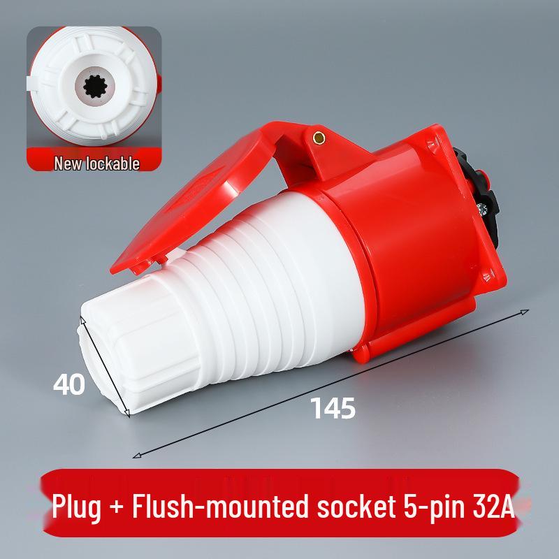 3/4/5 Pin Waterproof Aviation Connector, 32A, Three-Phase, Male & Female, Non-Explosion-Proof