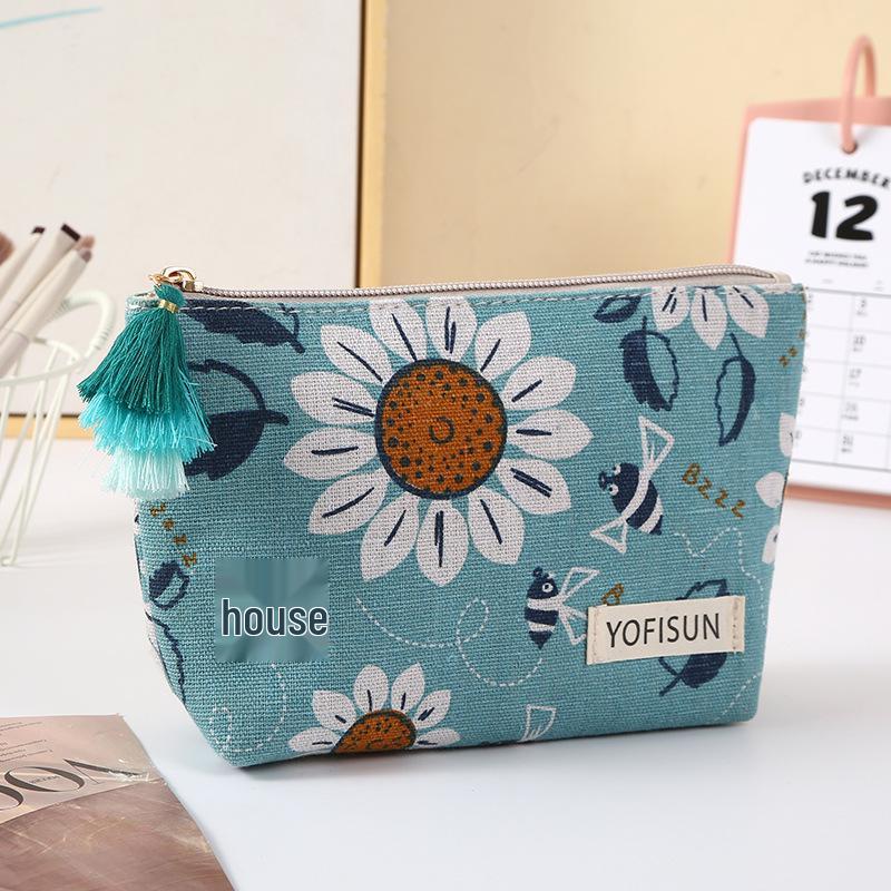 Women's Large-Capacity Tassel Print Makeup & Toiletry Bag with Coin Purse