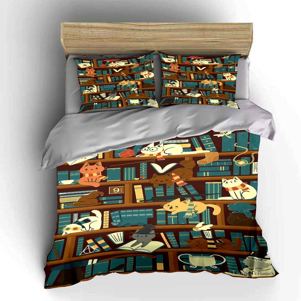 Books, cats, scarves, wand. Bedding sets Duvet cover sets Duvet covers Pillowcases(1*Duvet Cover 2*Pillowcases without duvet insert)