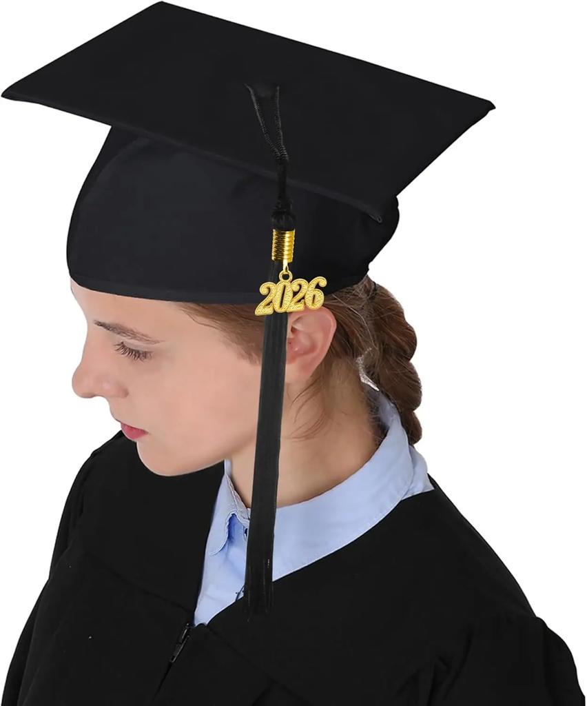 Matte Graduation Cap with 2026 Tassel for High School & BachelorWM