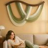 Green Beige Tassels Large Wall Hanging Boho Handwoven Tapestry Tassel Wall Hanging  For Home Room