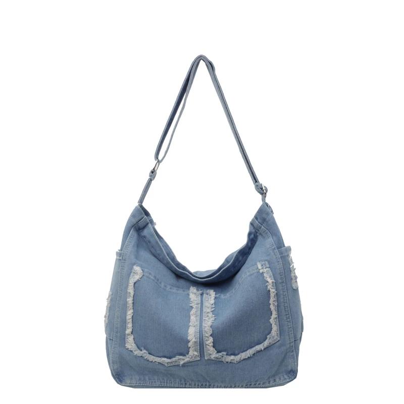 Leisure and artistic style women's crossbody bag  retro postman bag with large capacity  displacement denim