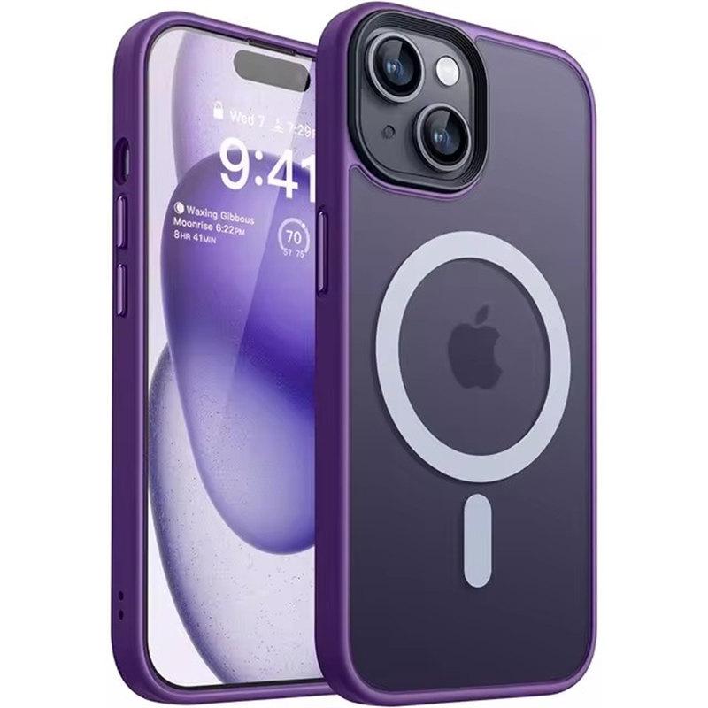

Розкішний гібридний матовий твердий чохол Magnetic For Magsafa для iPhone16 15 14 Plus 16 15 14 13 12 11 Pro Max Silicone Soft Shell Clear Frosted Cover iPhone 14 Pro Max темно-фіолетовий колір