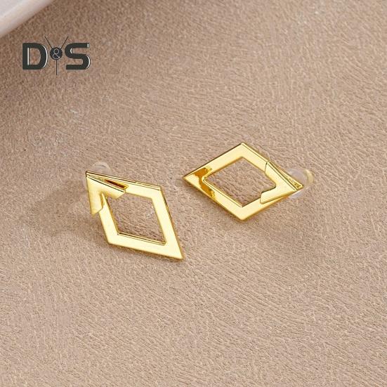 1 Par Pendientes Geométricos de Rombo para Mujer Hipoalergénicos Ligeros Minimalistas Pendientes Statement Pendientes de Tuerca Metálicos Huecos Cuadrados Delanteros Traseros Joyería