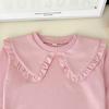 Korean Style Girls' Large Lapel Sweatshirt & Bell Bottom Pants Set - Trendy Children's Two-Piece Outfit