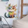 Cartoon Watercolor Cat Bird Butterfly Wall Stickers, Self-Adhesive Decor for Bedroom Kids Room Kitchen Decoration