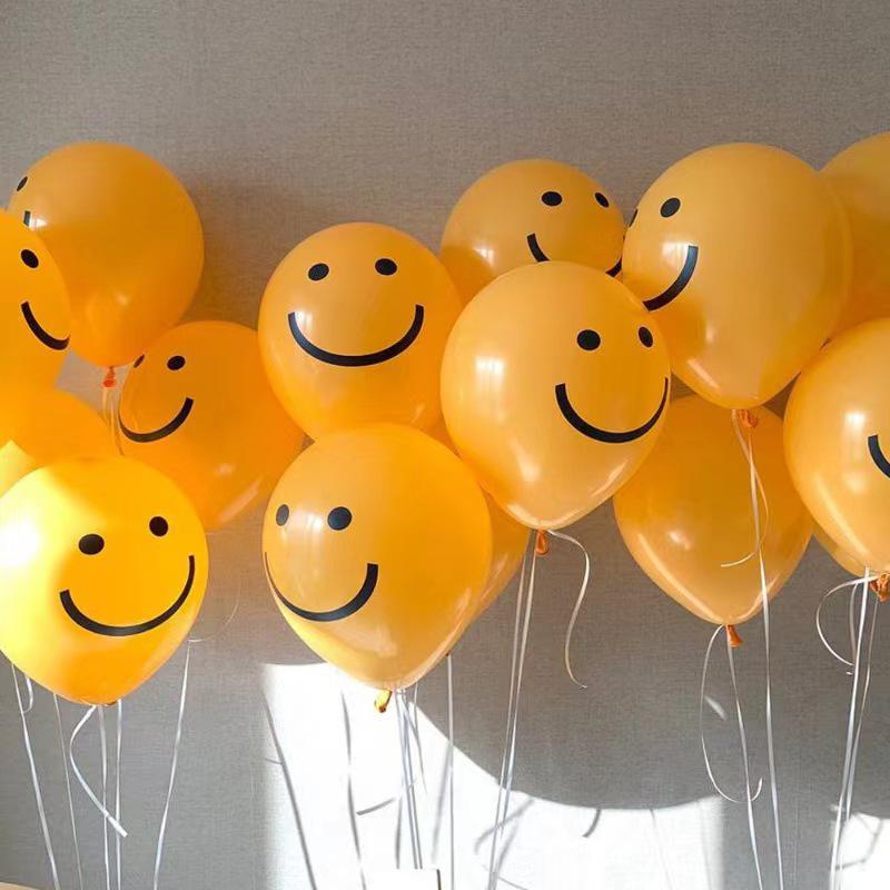 12-inch Lemon Yellow Smiley Face Balloon for Kids Birthday Decorations - Cute INS Style