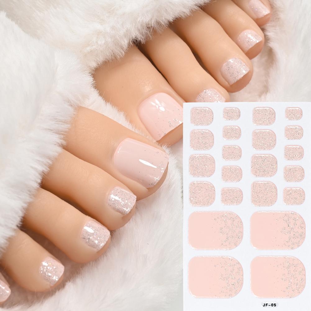 

22 типса Бесплатные наклейки-обертывания для ногтей на ногах с закрытием всего покрытия однотонного цвета Летние самоклеящиеся DIY наклейки для ног