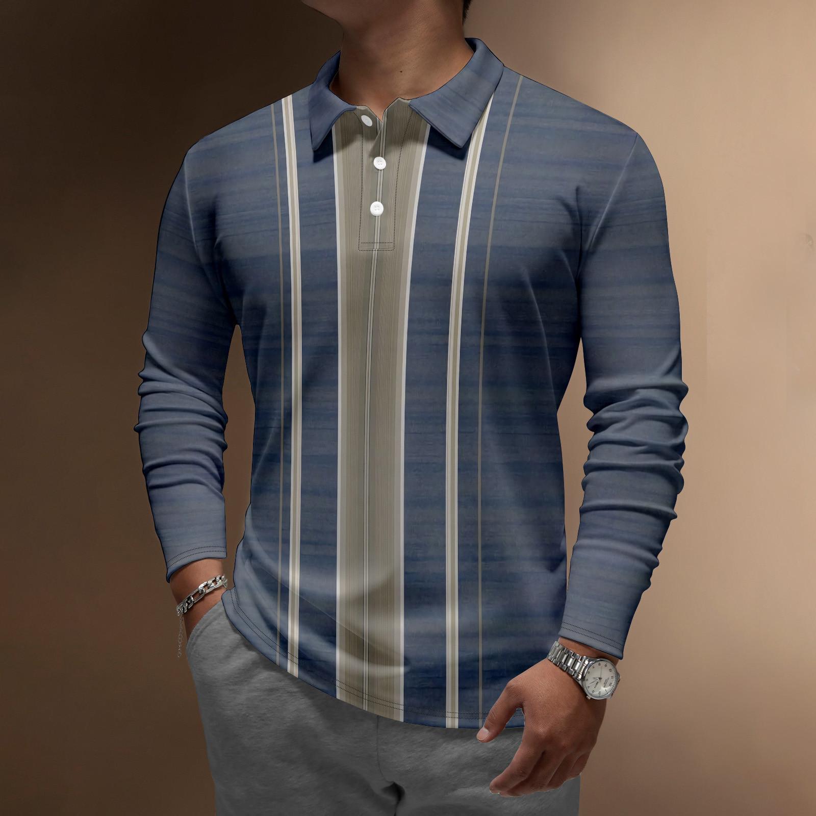 

Мужская повседневная свободная спортивная рубашка с лацканами и длинным рукавом с принтом XXXXL циан