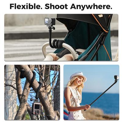 Flexible Selfie Stick Mount Tripod for GoPro Hero 13 12 11 DIJ Insta360 Smartphone Octopus Tripod Monopod IP Camera Holder Stand