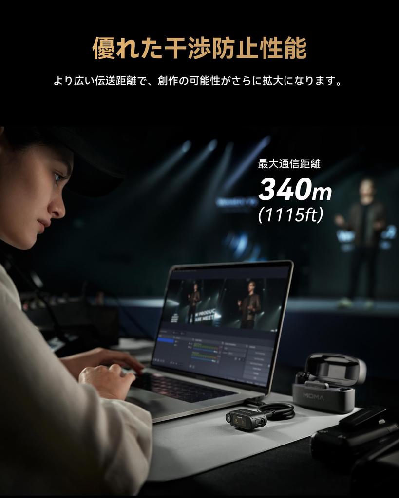 Hollyland LARK MAX 2 Wireless Microphone Set with OWS Earphones AI Noise Up to 340m Transmission Compatible with and Cameras Transmitter 1 Receiver