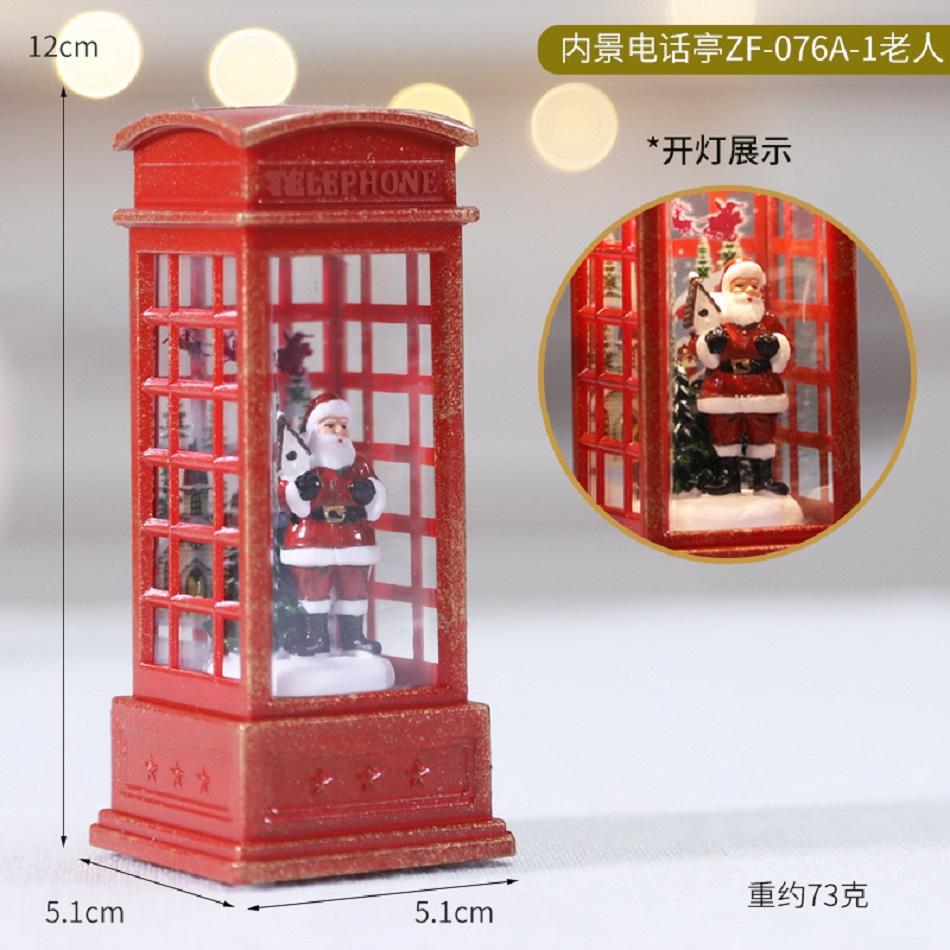Santa Claus Telephone Booth Christmas Desktop Decoration Led Light Luminous Telephone Booth Creative Night Light Christmas Gifts