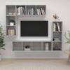 TV Unit - 4-piece Set - Concrete Gray - Engineered Wood - Wall-mounted, Large Storage