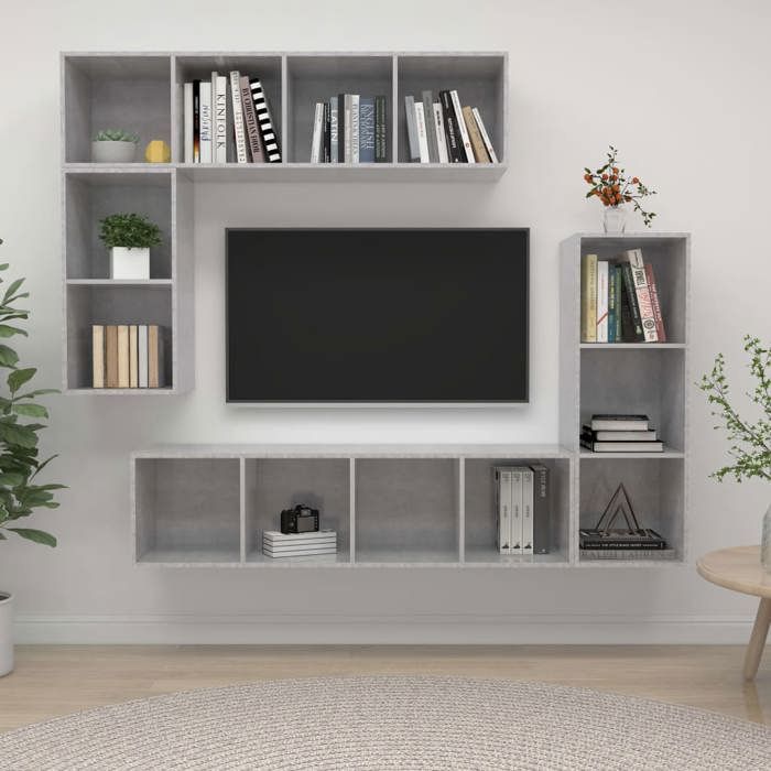 Maison Exclusive - Ensemble de meubles TV 4 pcs Gris béton Bois d'ingénierie